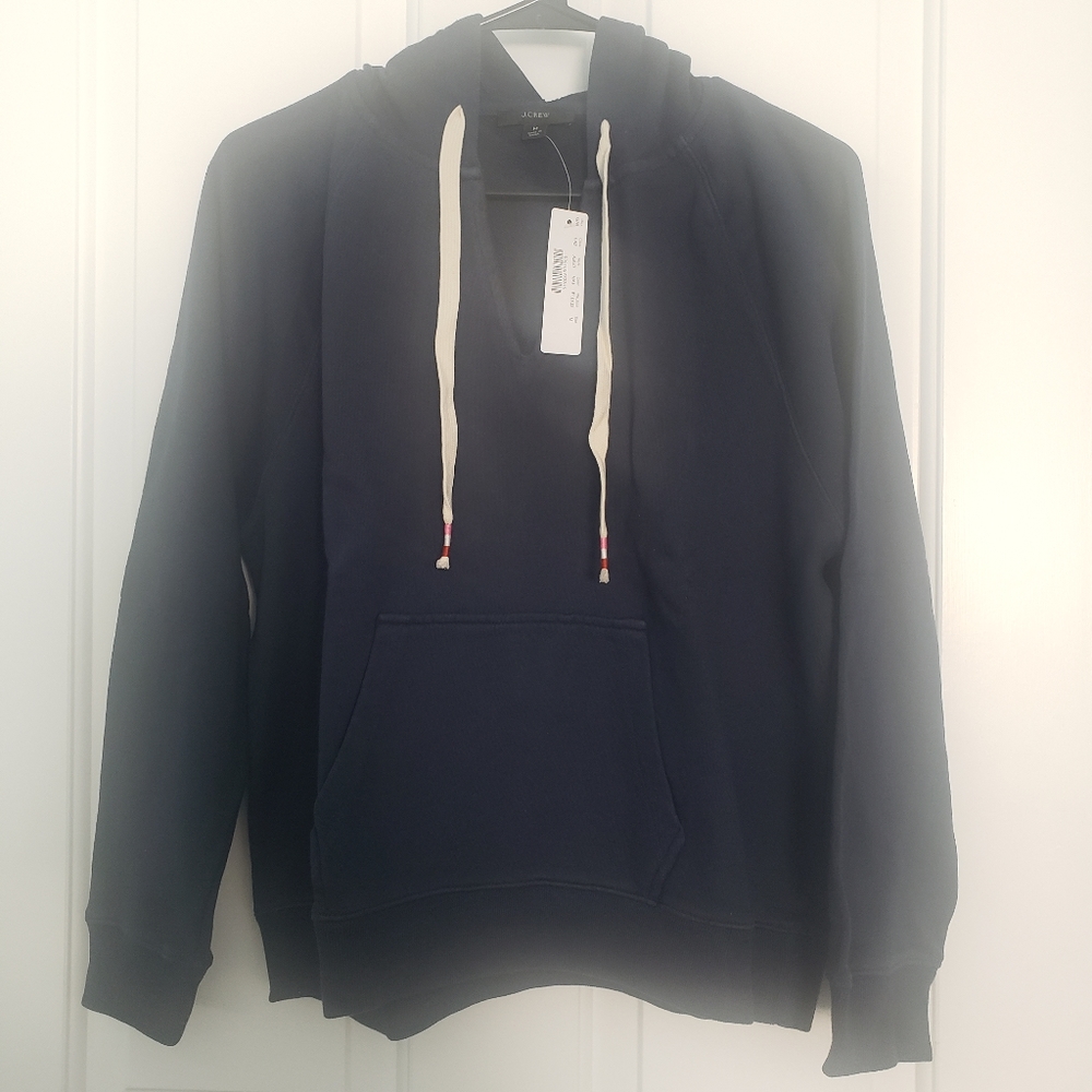NWT J Crew Garment-dyed V-neck hoodie in original cotton terry
